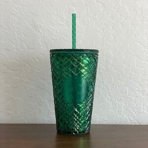 Starbucks‎ Travel Mug Holiday 2021 Emerald Green 16oz Jeweled Grande Tumbler
